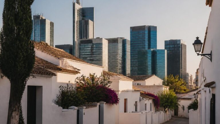 Ruas e edifícios variados mostrando diferentes estilos arquitetônicos regionais