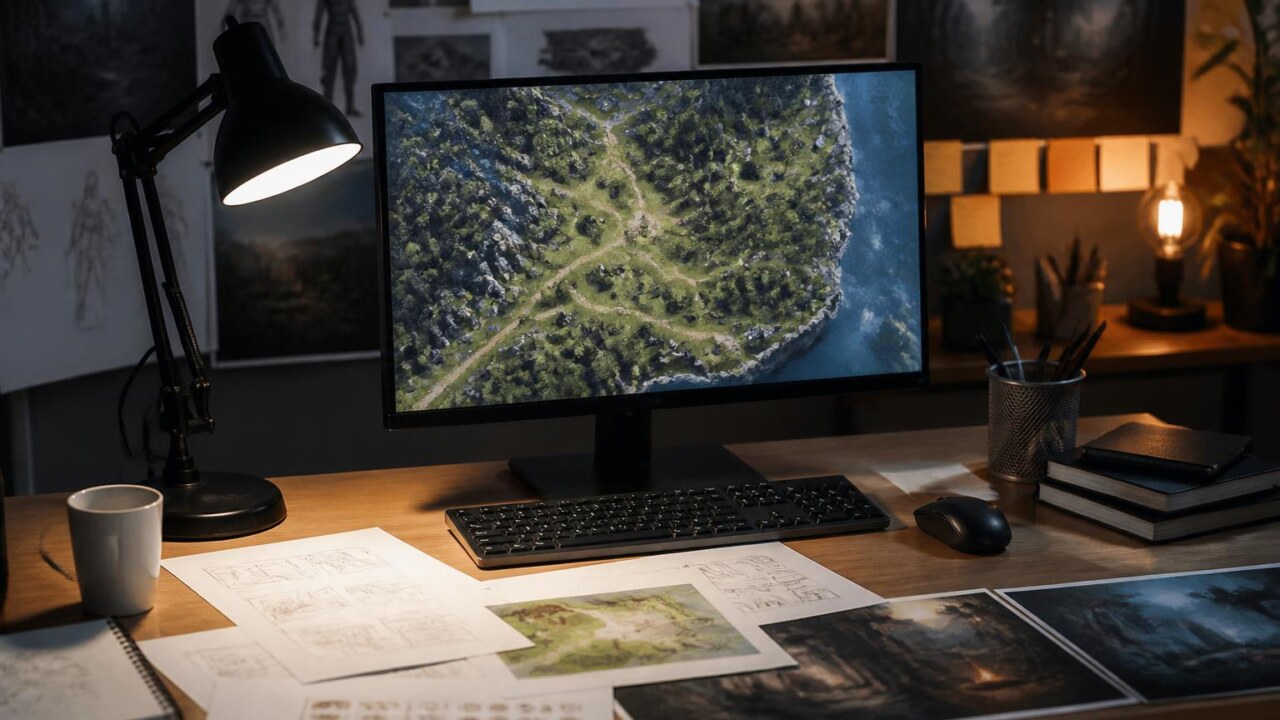 Mapa de jogo detalhado com ícones e pontos de interesse destacados, sugerindo segredos escondidos